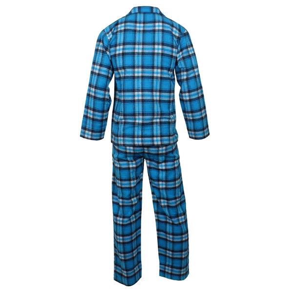 Mens Pyjamas Flannel Brushed Cotton Check Stripe Pyjama Set PJS Sizes S  2XL 3XL
