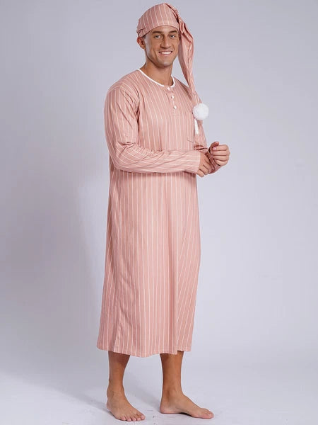 Mens Pajamas Loose Fit Nightgowns Round Neck Nightwear Saudi Sleepwear Arab Up