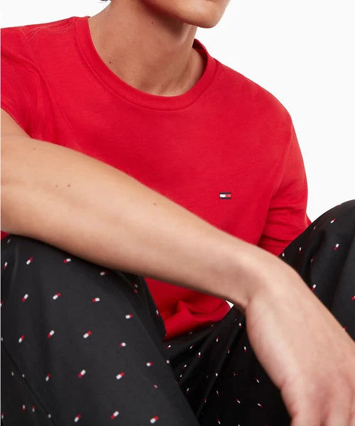 TOMMY HILFIGER POLPLIN COTTON SLEEPWEAR LOUNGE RED NAVY SET PAJAMA LARGE $65