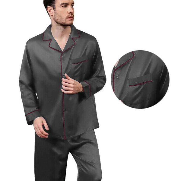 Mens Silk Satin  Pajamas -PJ Set  Top and Bottom ''5 DAY DELIVERY - USA Seller''