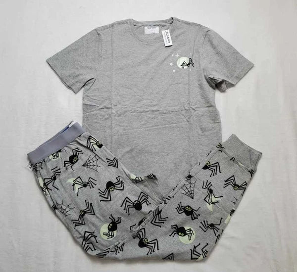 New men's M Old Navy Halloween glow in the dark spider moon pajama set pajamas