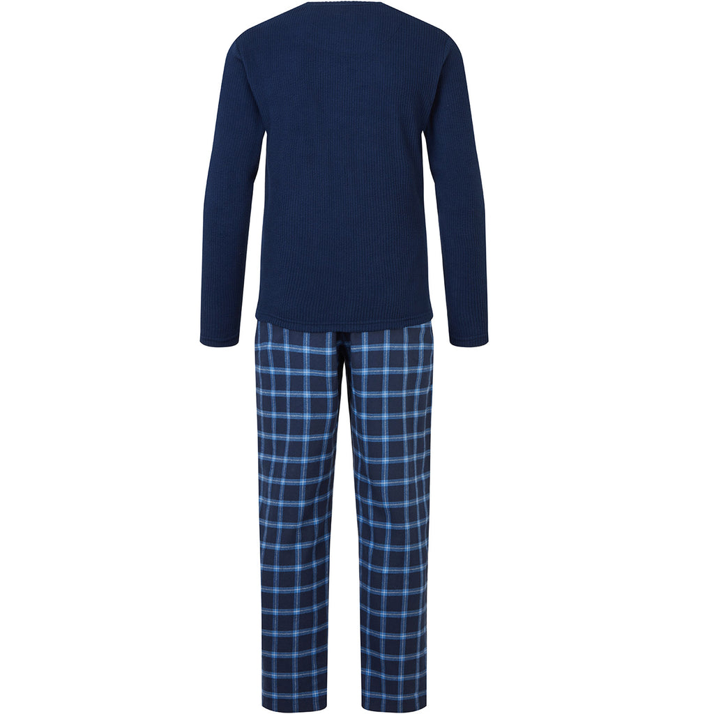 Snuggaroo Mens Soft Fleece Pyjamas Set PJs Long Sleeve Top Checked Bottoms
