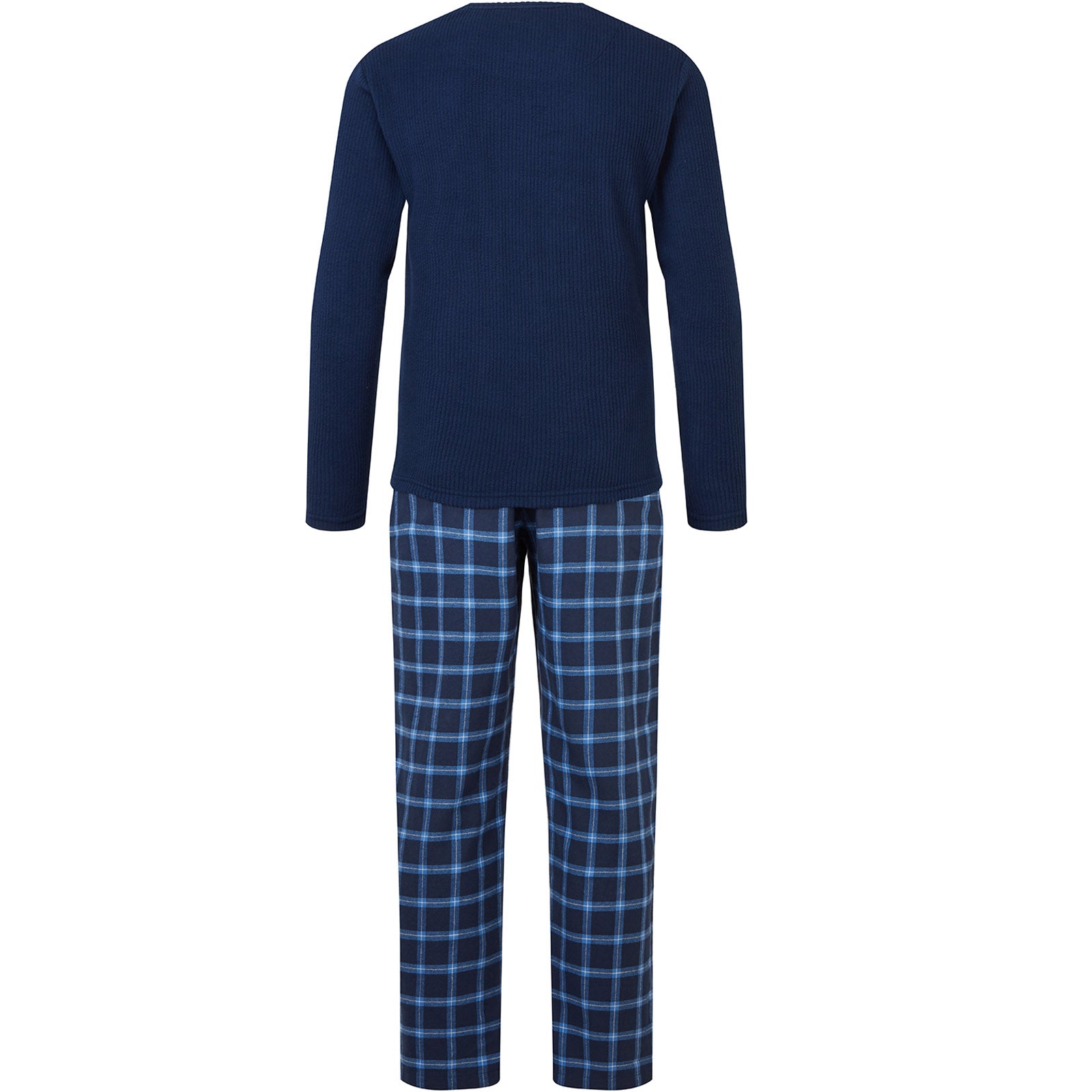 Snuggaroo Mens Soft Fleece Pyjamas Set PJs Long Sleeve Top Checked Bottoms