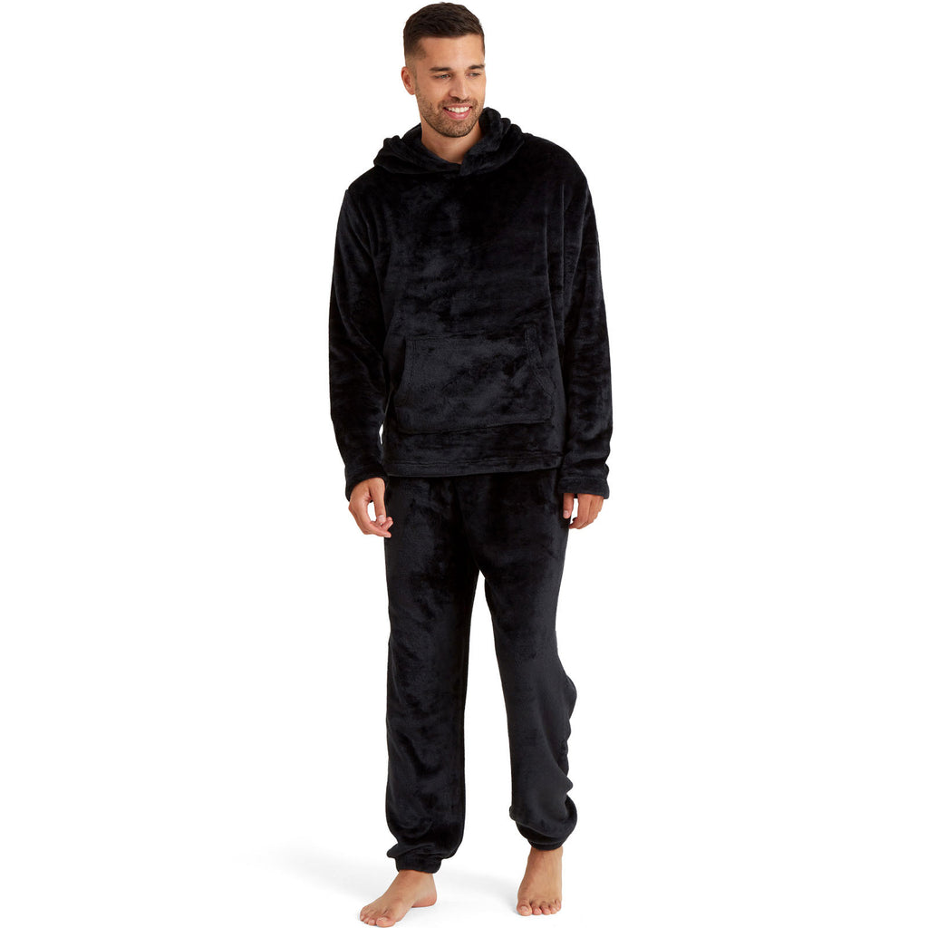 Snuggaroo Mens Soft Fleece Hooded PJs Pyjama Bottoms Top Loungewear Set