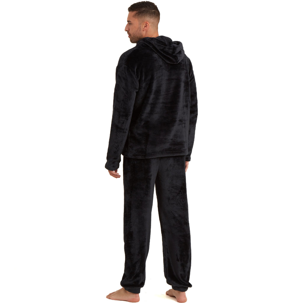 Snuggaroo Mens Soft Fleece Hooded PJs Pyjama Bottoms Top Loungewear Set