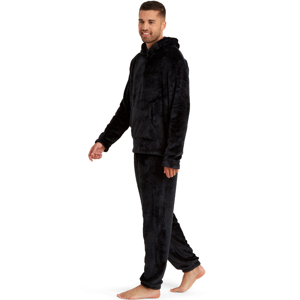 Snuggaroo Mens Soft Fleece Hooded PJs Pyjama Bottoms Top Loungewear Set