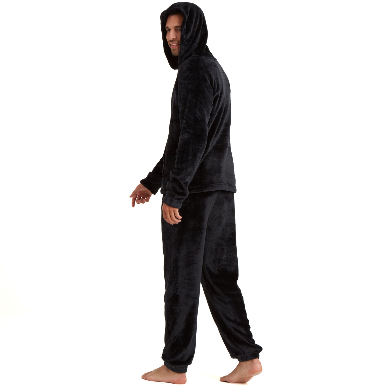 Snuggaroo Mens Soft Fleece Hooded PJs Pyjama Bottoms Top Loungewear Set
