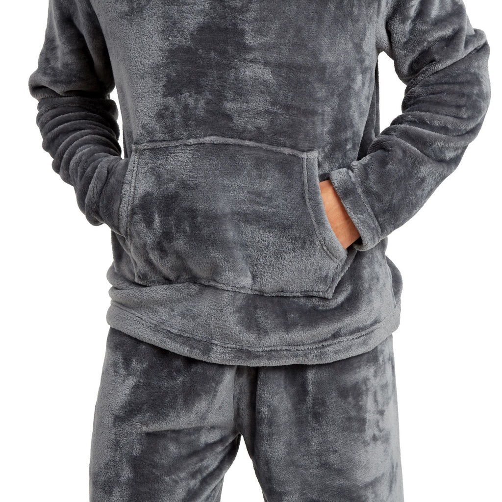 Snuggaroo Mens Soft Fleece Hooded PJs Pyjama Bottoms Top Loungewear Set