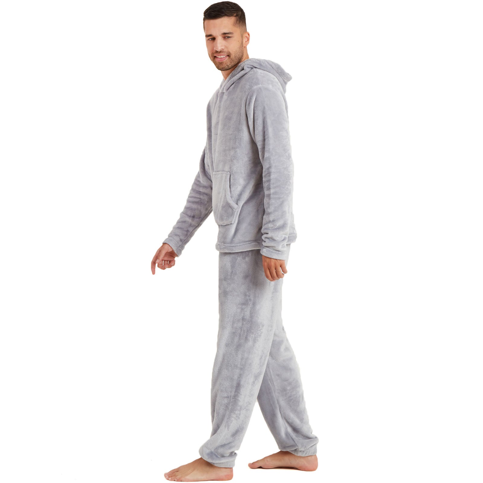 Snuggaroo Mens Soft Fleece Hooded PJs Pyjama Bottoms Top Loungewear Set