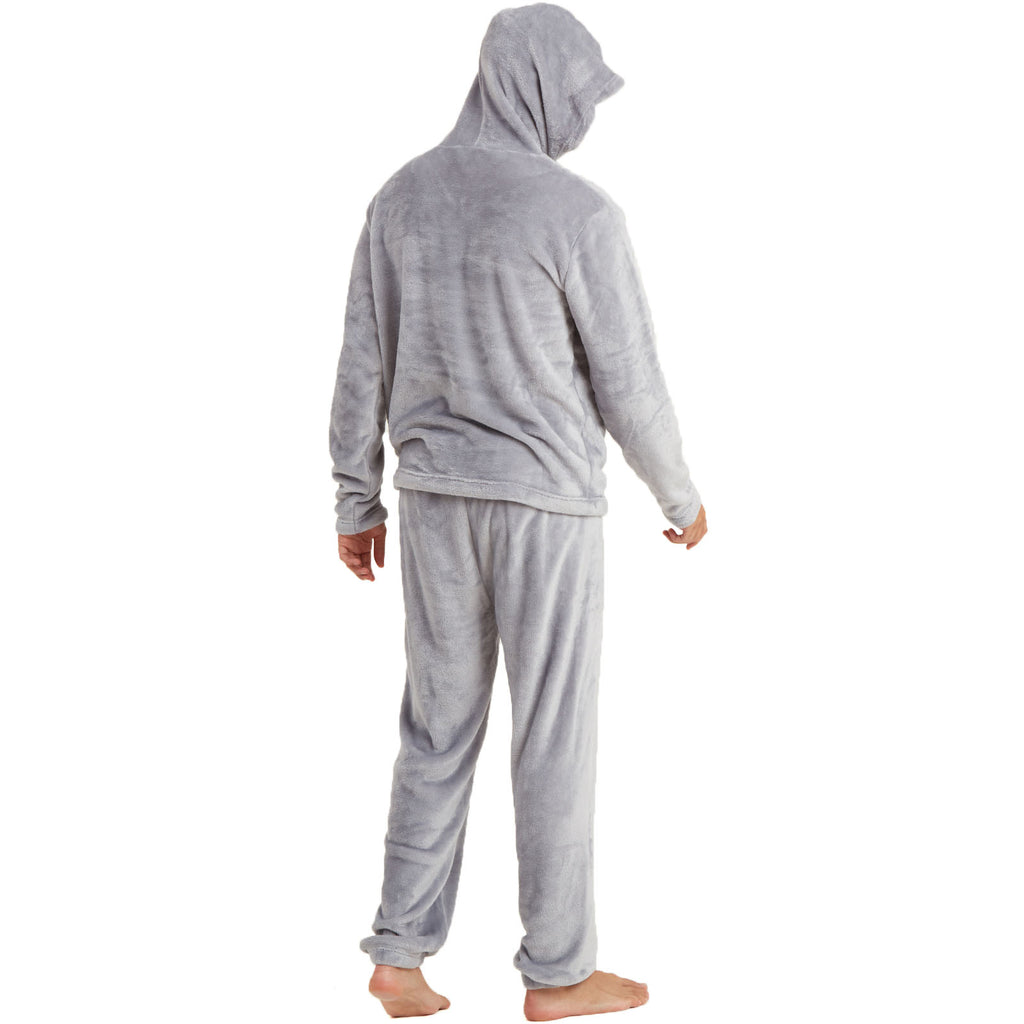 Snuggaroo Mens Soft Fleece Hooded PJs Pyjama Bottoms Top Loungewear Set