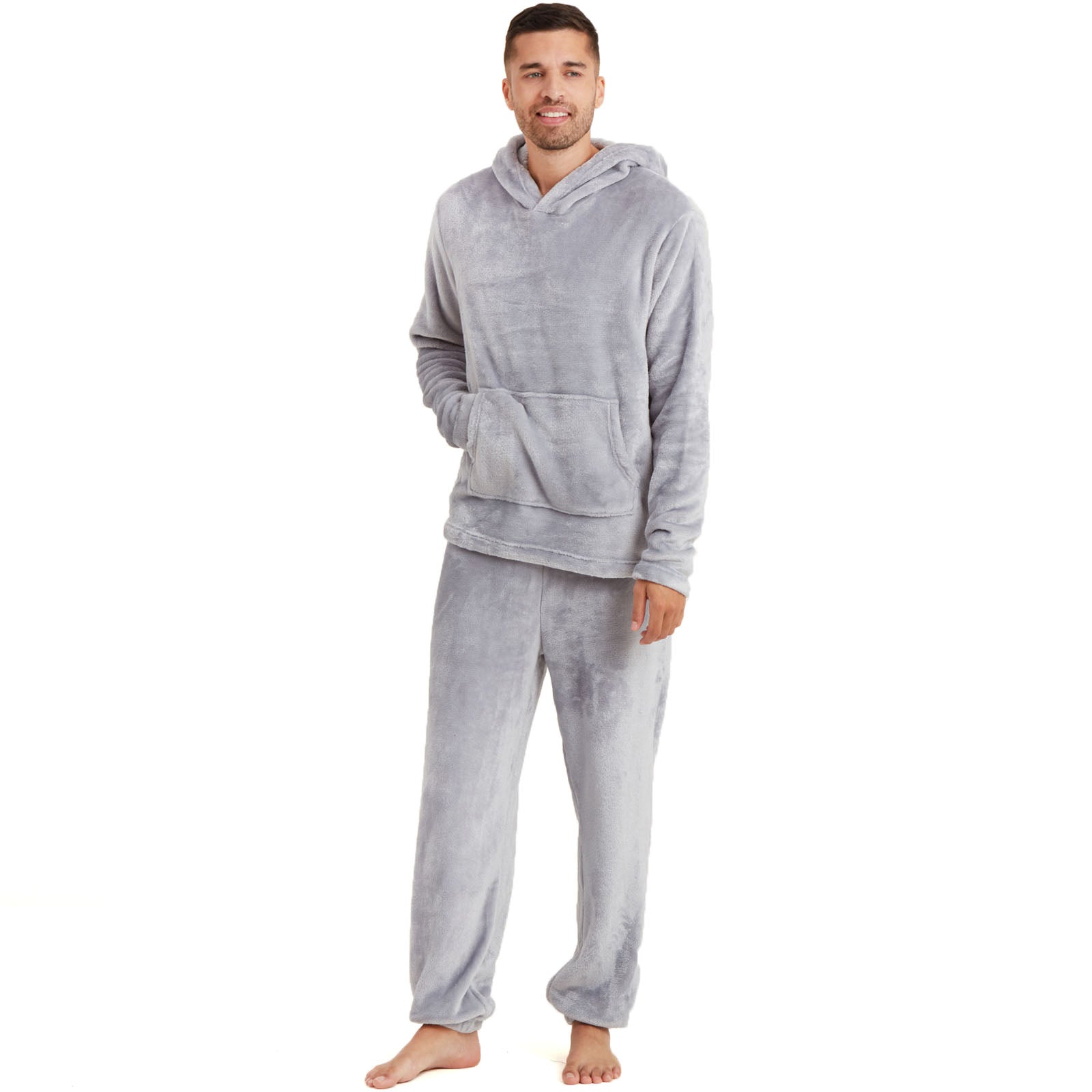 Snuggaroo Mens Soft Fleece Hooded PJs Pyjama Bottoms Top Loungewear Set