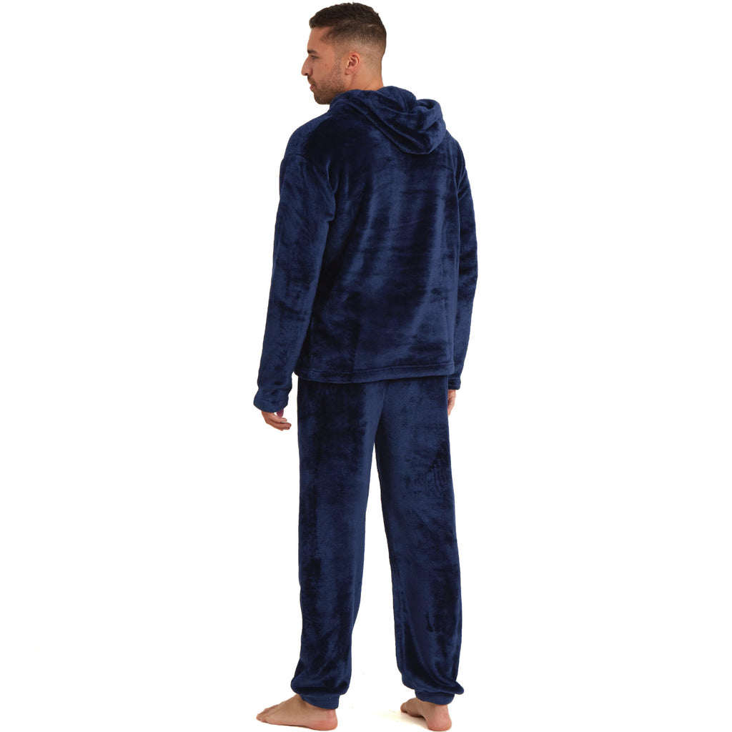 Snuggaroo Mens Soft Fleece Hooded PJs Pyjama Bottoms Top Loungewear Set