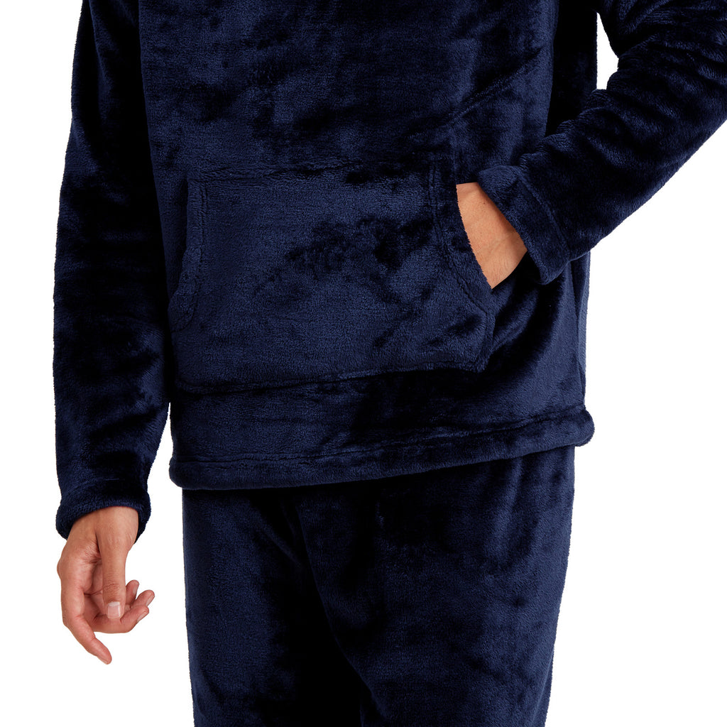 Snuggaroo Mens Soft Fleece Hooded PJs Pyjama Bottoms Top Loungewear Set