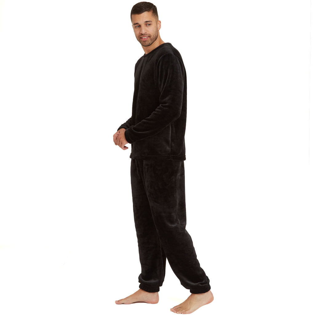 Snuggaroo Mens Soft Fleece Crew Neck Pyjamas Set PJ Bottoms Top Loungewear