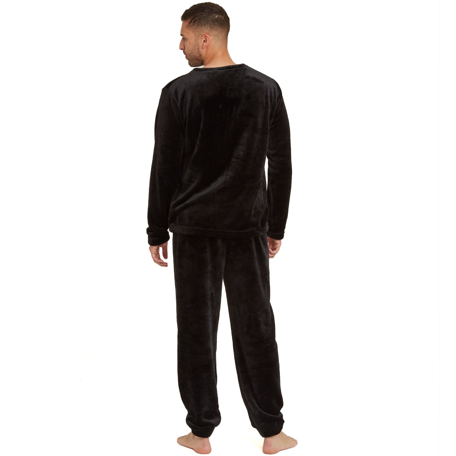 Snuggaroo Mens Soft Fleece Crew Neck Pyjamas Set PJ Bottoms Top Loungewear