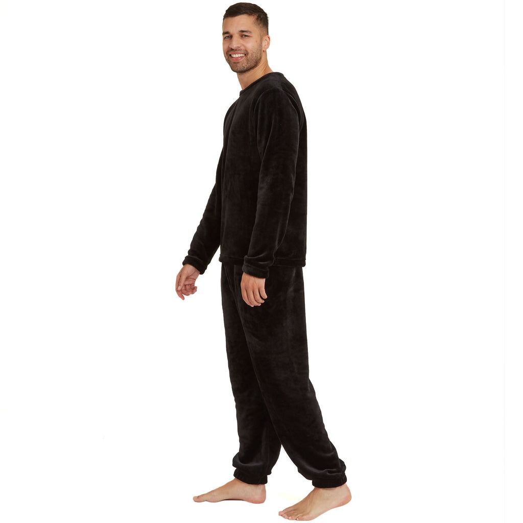 Snuggaroo Mens Soft Fleece Crew Neck Pyjamas Set PJ Bottoms Top Loungewear
