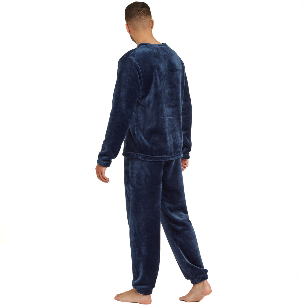 Snuggaroo Mens Soft Fleece Crew Neck Pyjamas Set PJ Bottoms Top Loungewear