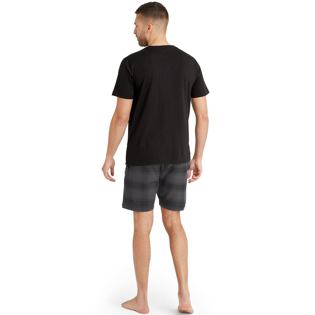 Snuggaroo Mens Short Sleeve Crew Neck T-Shirt Check Shorts PJs Pyjama Set