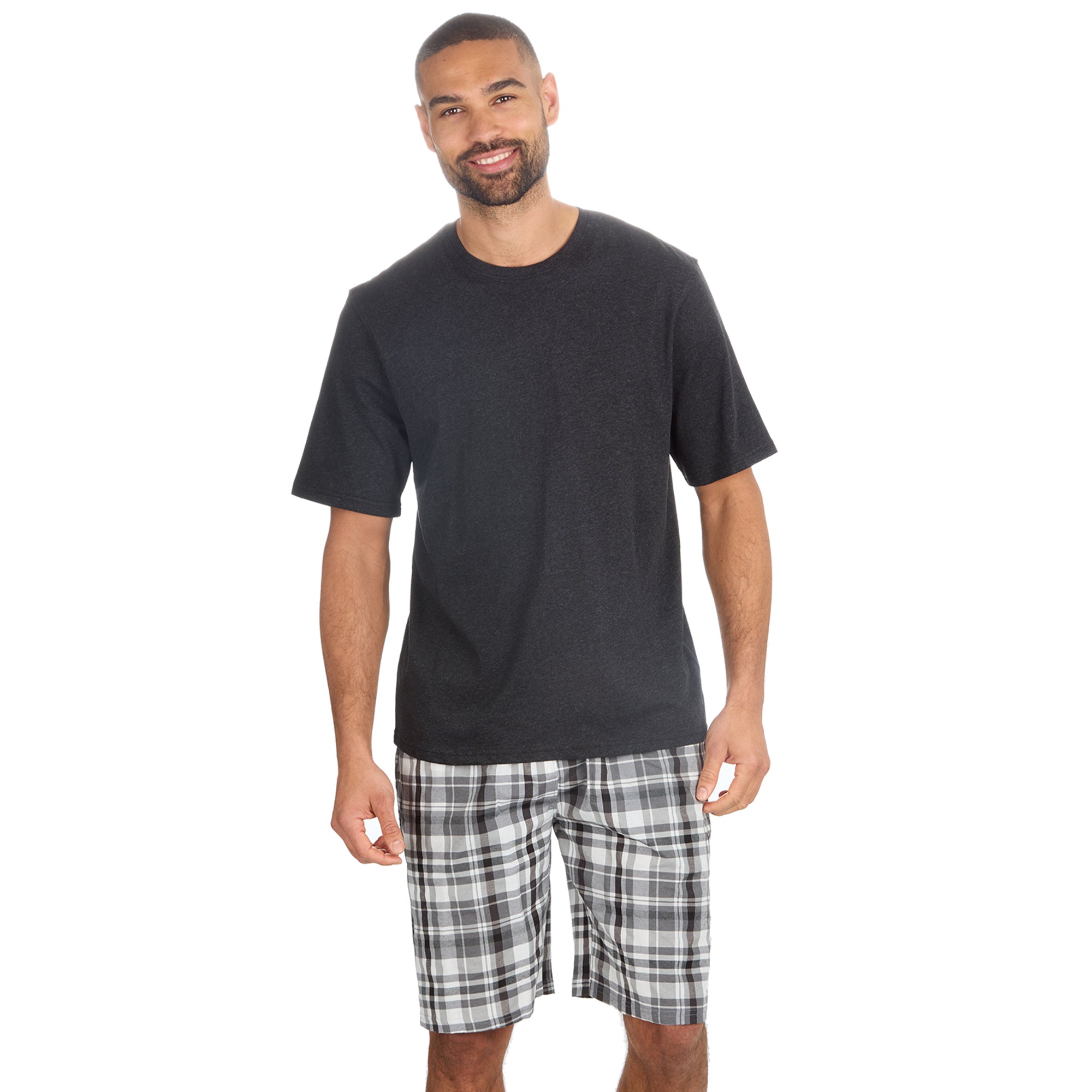 Mens 2-Piece Pyjama Set Short Sleeve T-Shirt Bottoms Loungewear Set S M L XL XXL