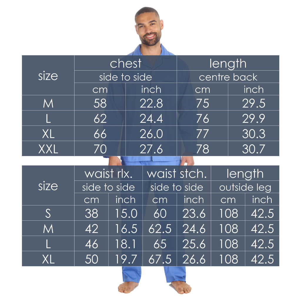 Mens 2-Piece Lounge Set Long Sleeved Shirt Long Pants Set Flannel PJs Loungewear