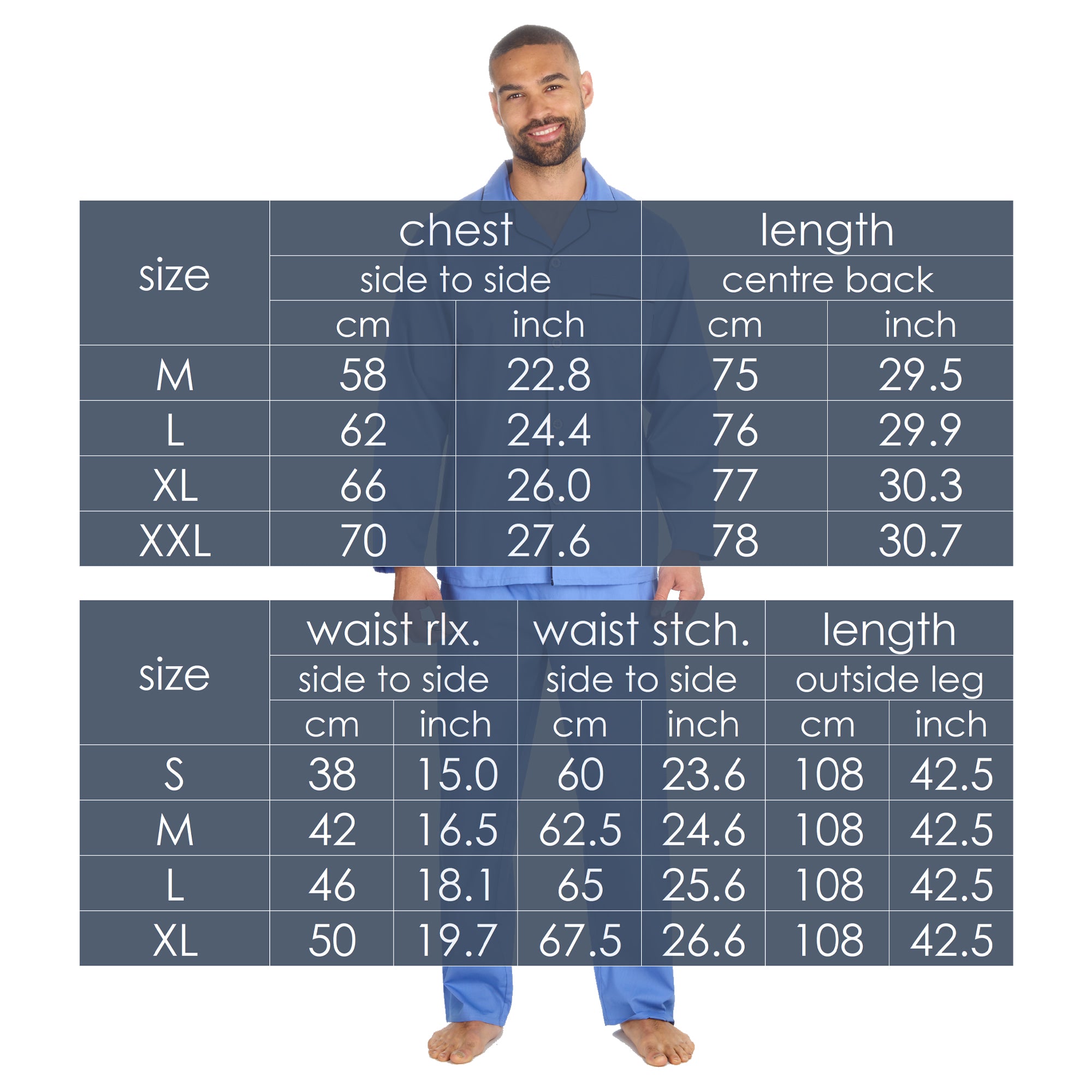 Mens 2-Piece Lounge Set Long Sleeved Shirt Long Pants Set Flannel PJs Loungewear