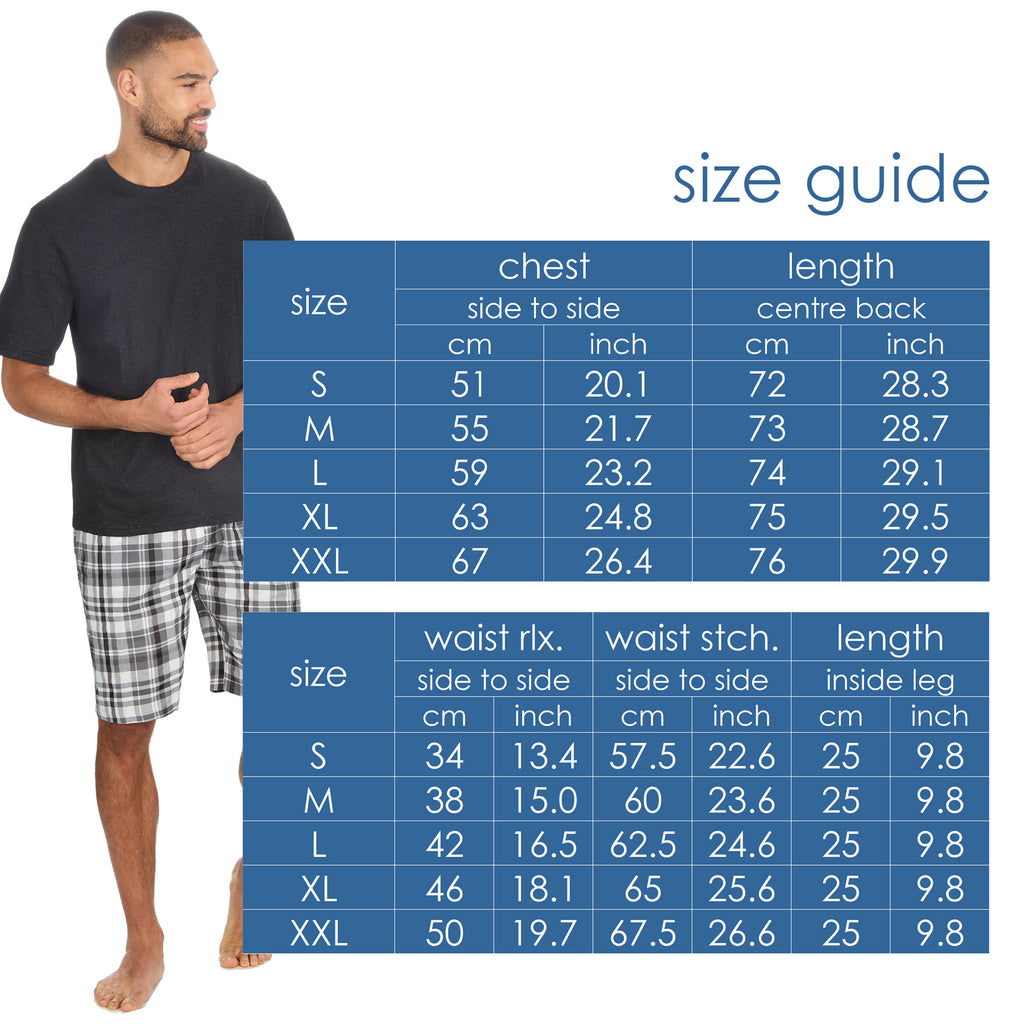 Mens 2-Piece Pyjama Set Short Sleeve T-Shirt Bottoms Loungewear Set S M L XL XXL