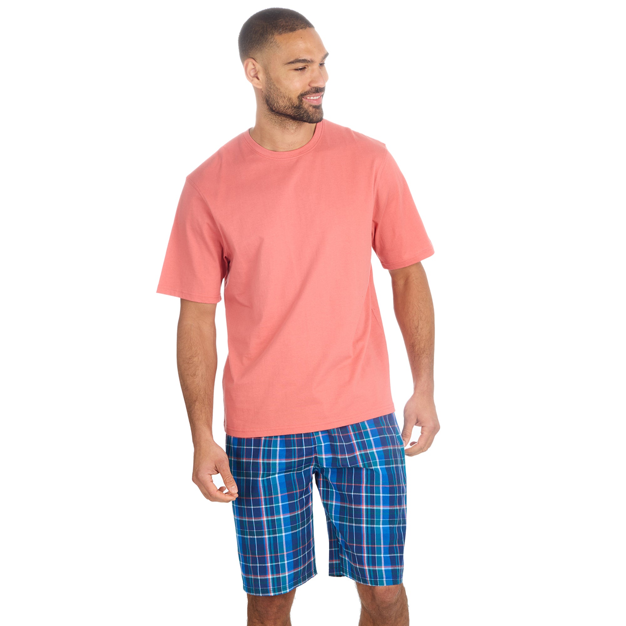 Mens 2-Piece Pyjama Set Short Sleeve T-Shirt Bottoms Loungewear Set S M L XL XXL