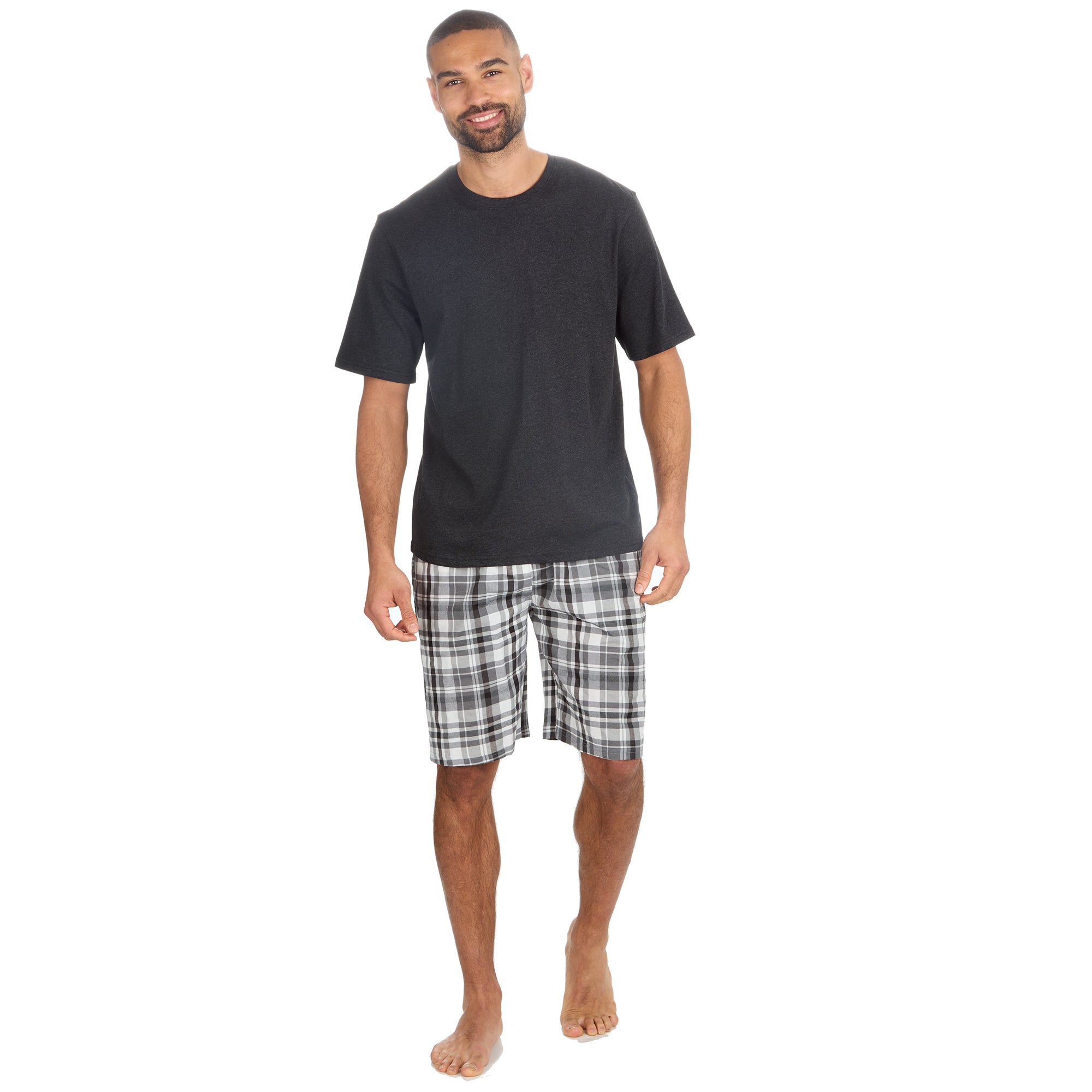 Mens 2-Piece Pyjama Set Short Sleeve T-Shirt Bottoms Loungewear Set S M L XL XXL